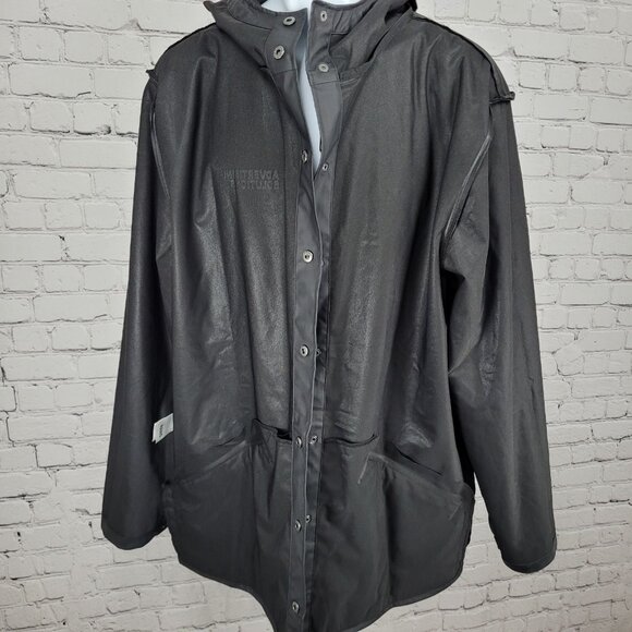 T Mobile Advertising Black RAINS Hooded Lightweight Rain Jacket Coat Size XL - Picture 5 of 16